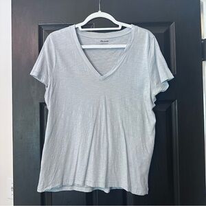 Madewell Light Blue Gray V-Neck Tee